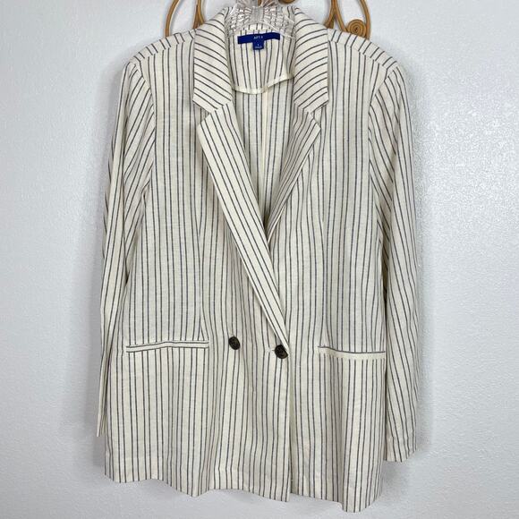 Apt 9 ivory striped blazer line blend L - Picture 2 of 5